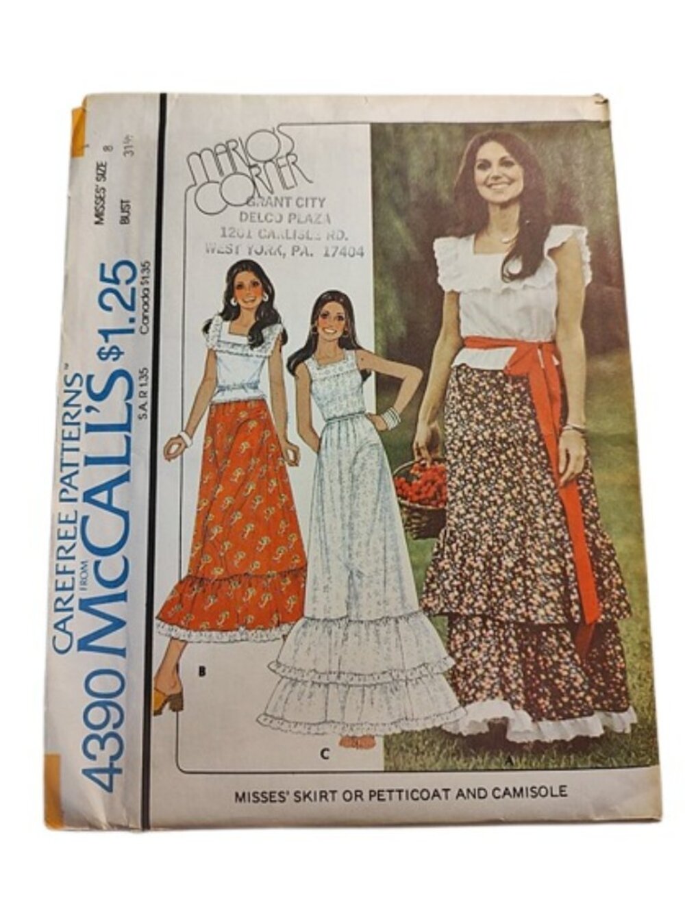 1970s Vintage Unused Sewing Pattern Maxi Skirt Petticoat Camisole Peasant Top